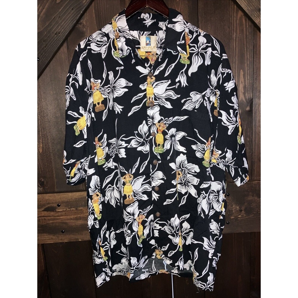 Kahala Hawaiian‎ Island Shirt Men Size XL Hula Girl  Flowers Single Pocket EUC